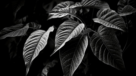 黑白相间的植物叶子