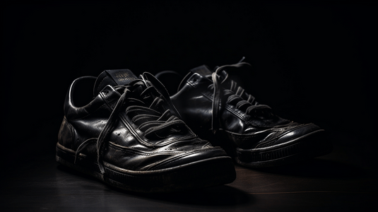 皮鞋主图摄影照片_黑色背景上的鞋子特写3