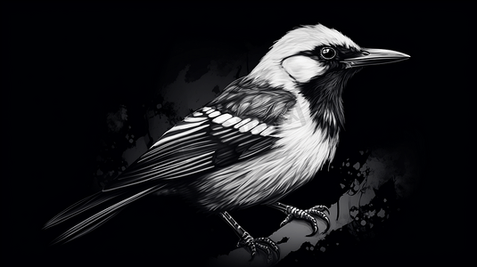 黑白鸟类插图02