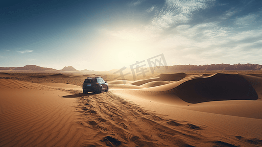 穿越摄影照片_穿越沙漠的越野车1