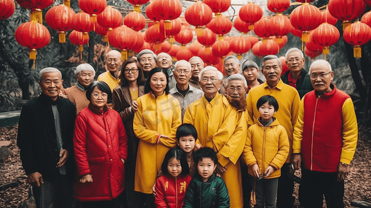 2021年摄影照片_传统节日灯笼全家福2