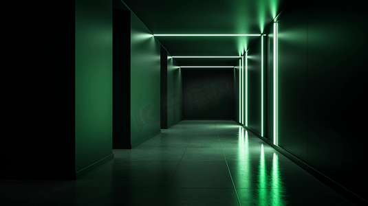 黑暗的房间里有白光和绿光04