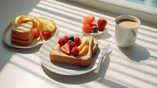 紫薯三明治摄影照片_全麦水果三明治早餐