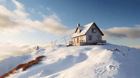 冬季下雪山顶的独栋房子4
