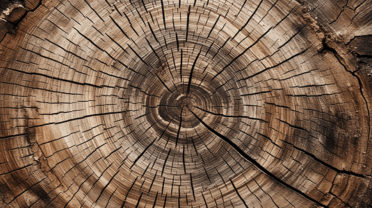 老裂开的木头树桩木纹质感年轮