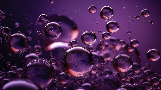 漂浮的紫色摄影照片_空气中漂浮着许多紫色的气泡4
