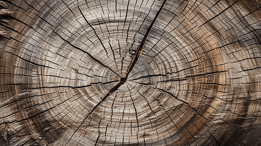 老裂开的木头树桩木纹质感树桩年轮