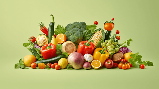 绿果蔬logo摄影照片_新鲜的果蔬和沙拉