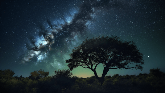 前景中有星星和树木的夜空3