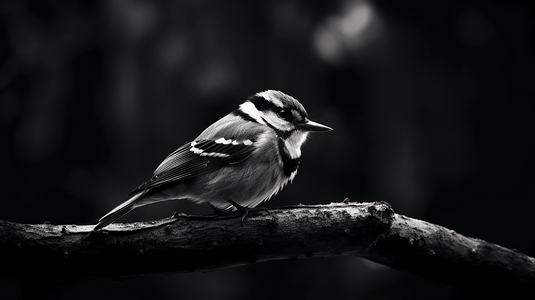 树枝上小鸟的灰度摄影1