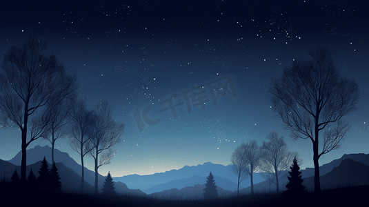 前景中有星星和树木的夜空2