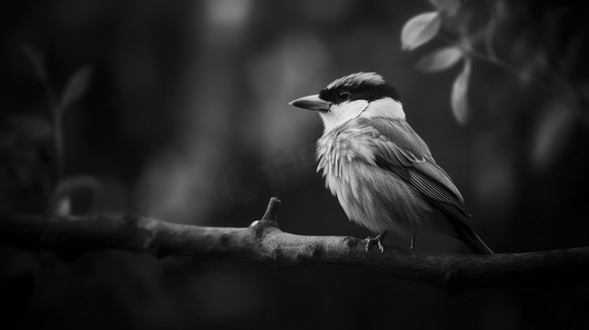 树枝上小鸟的灰度摄影2