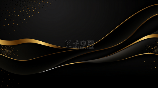黑金色线条背景图片_一排金色线条在黑色背景上带有星光效果装饰。