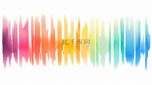 彩虹线条水彩笔触呈现的多彩组合