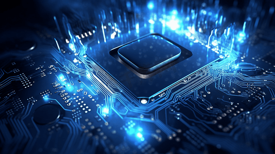 科技蓝色芯片摄影照片_科技蓝色芯片电路板CPU