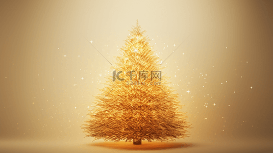 科幻树背景图片_金色未来感梦幻圣诞树背景12