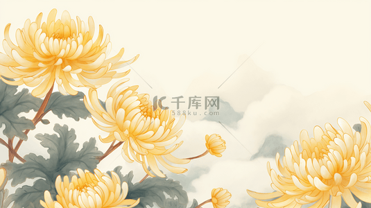 唯美金黄色菊花重阳节背景4
