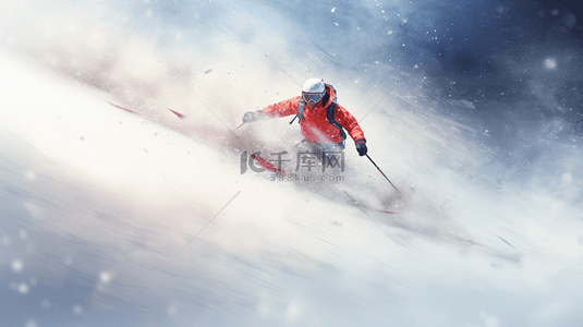 白色雪地雪山极限运动滑雪