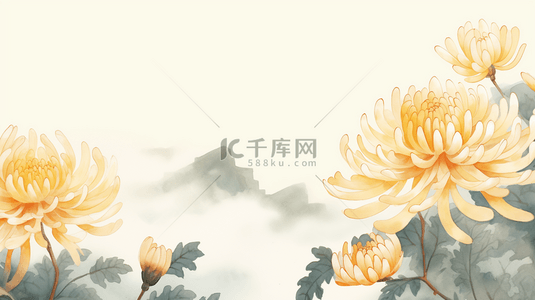 唯美金黄色菊花重阳节背景6