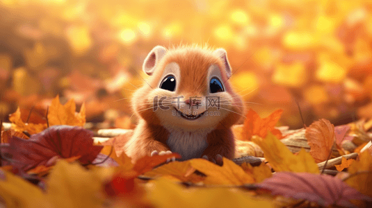 秋天里的枫叶背景图片_秋天落叶树林里的小松鼠