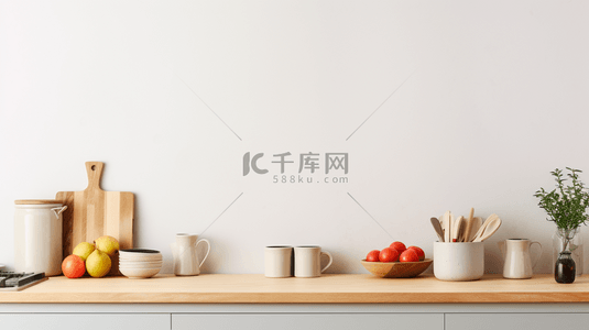 摆放碗筷背景图片_干净整洁的厨房柜台家居图片1