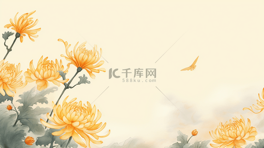 黄色节日背景图片_唯美金黄色菊花重阳节背景17