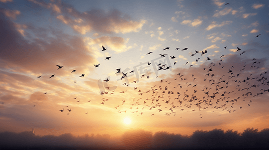 一群鸟儿在天空中飞翔