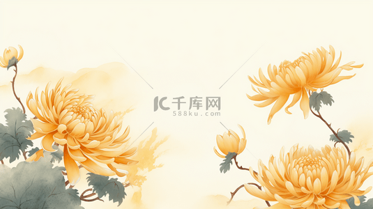 唯美金黄色菊花重阳节背景20