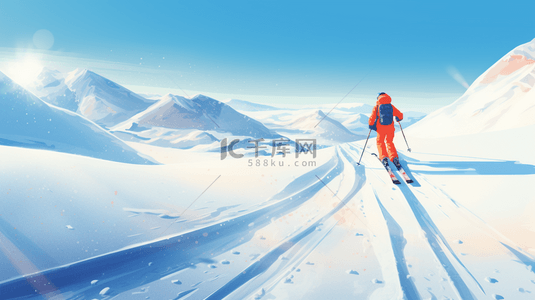 极限运动运动背景图片_白色雪地雪山极限运动滑雪