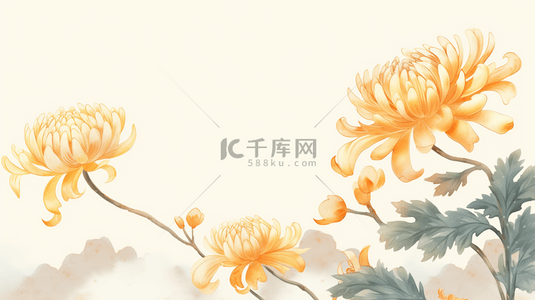 唯美金黄色菊花重阳节背景9