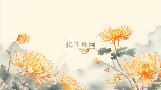 植物传统背景图片_唯美金黄色菊花重阳节背景1