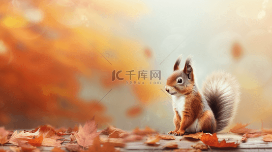 小松鼠背景图片_秋天落叶树林里的小松鼠