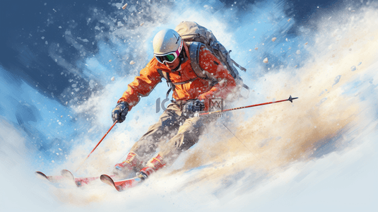 层数极限背景图片_白色雪地雪山极限运动滑雪