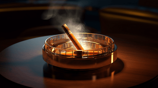 香烟素材摄影照片_在烟灰缸里点燃的香烟