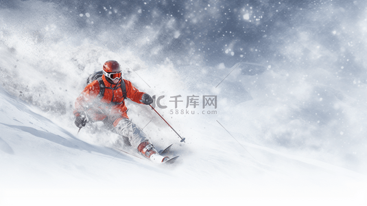 雪景雪山背景图片_白色雪地雪山极限运动滑雪