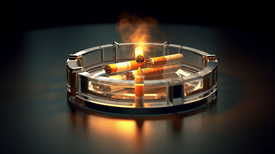 香烟素材摄影照片_在烟灰缸里点燃的香烟