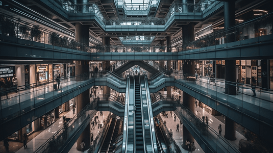 上海时尚摄影照片_商场内部设施大型扶梯1
