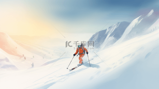 运动极限背景图片_白色雪地雪山极限运动滑雪