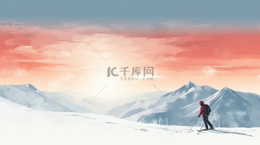 滑雪刺激背景图片_白色雪地雪山极限运动滑雪