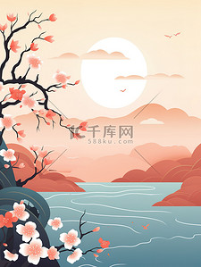 诗意背景图片_桃花梅花诗意温暖背景19