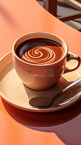 简约咖啡时间橙色咖啡杯背景11