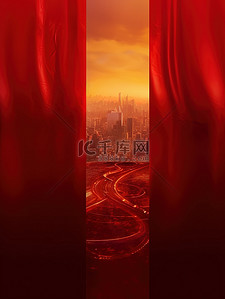中国轮廓背景图片_国庆大气红色背景城市轮廓19