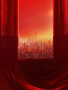 中国轮廓背景图片_国庆大气红色背景城市轮廓8