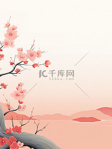 教师节 粉色背景图片_桃花梅花诗意温暖背景11