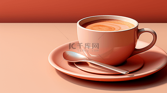 清新早餐背景图片_小清新一杯咖啡橙色背景5