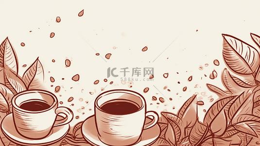 咖啡休闲手绘背景图片_手绘清新咖啡背景7