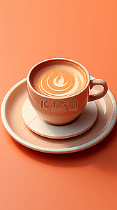 简约咖啡时间橙色咖啡杯背景14