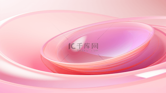 粉色抽象曲线玻璃背景3D渲染