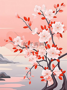 粉色温暖背景背景图片_桃花梅花诗意温暖背景17