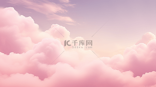 与的设计背景图片_粉色天空背景与云朵设计